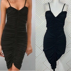 Rachel Pally Black‎ Ruched Shirred Bodycon Tank Dress Size Small